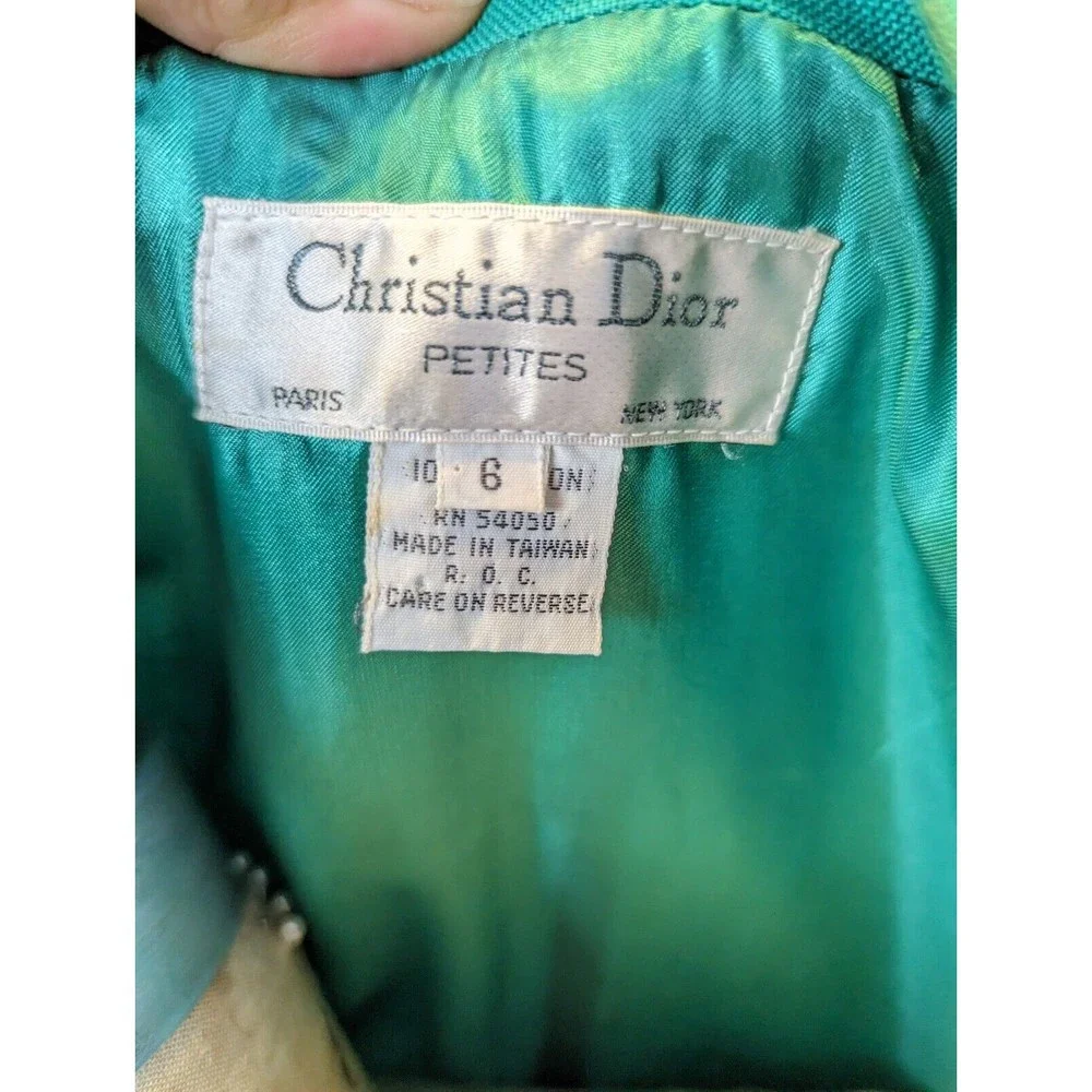 Vintage Christian Dior Womens Skirt Suit Kelly Green Petites 6 Blazer 10 Skirt